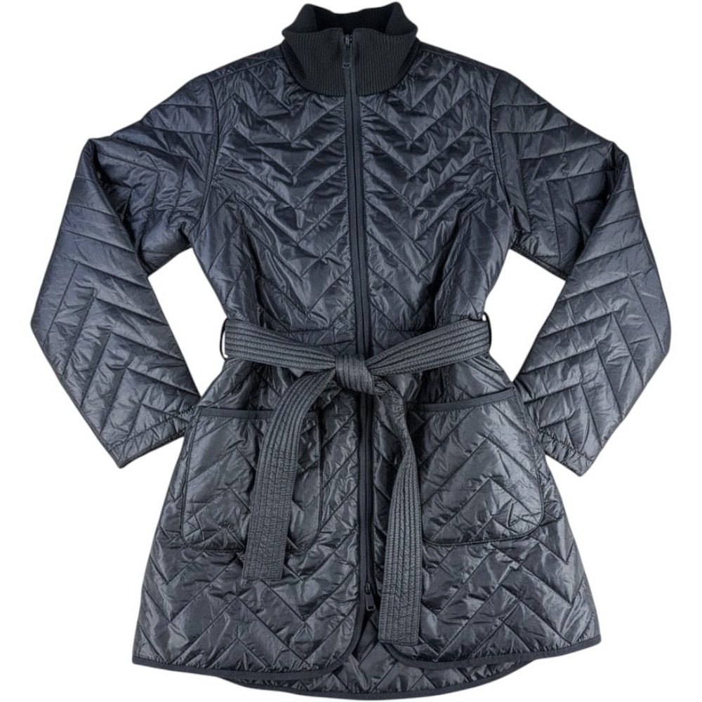 Athleta Mendocino Coat‎ Quilted Belted Puffer Jacket Black Small NWT Women